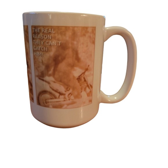 Sasquatch on Motorcyle Ceramic Mug Orca Coatings Real Reason They Can't Find Him - Picture 3 of 5